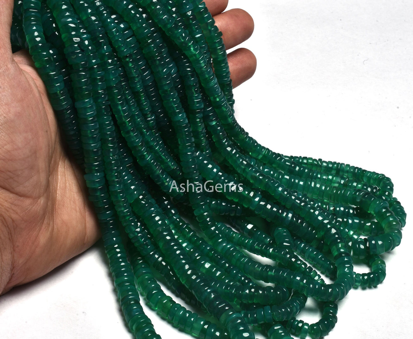 Beautiful Green Onyx Tyre Shape Gemstone Beads, AAA Green Onyx Beads, Onyx Smooth heishi Tyre Beads Green Gemstone Flat Wheel Handmade beads