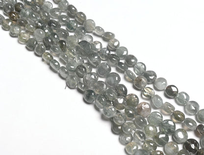 Natural Aquamarine Smooth Coin shape Gemstone Loose Beads,8" Rare Moss Aquamarine  Plain Coin Handmade Aquamarine Beads Jewelry Making Craft