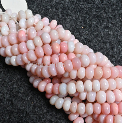 AAA Quality Shaded Pink Opal Smooth Rondelle Shape Beads,16" Strand Pink Opal Plain Handmade Gemstone Beads, Opal Bead Jewelry Necklace SALE