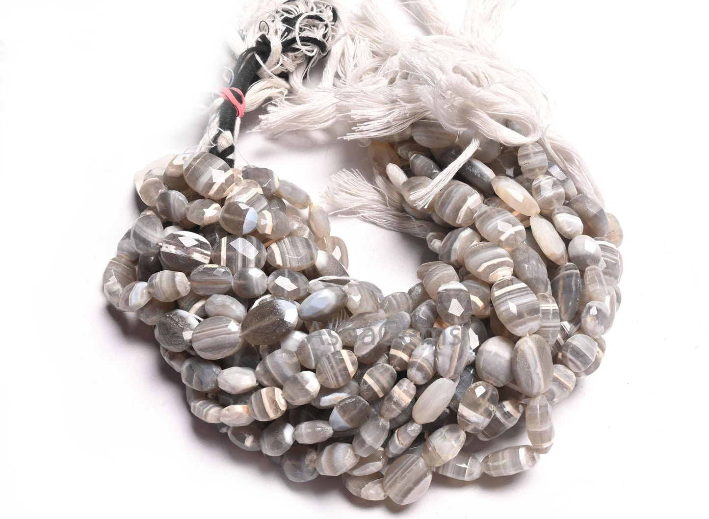 Beautiful Banded Agate Faceted Oval Shape handmade Beads, Shaded White Grey Agate Oval Briolette Indian Cut Boulder agate Gemstone Bead SALE