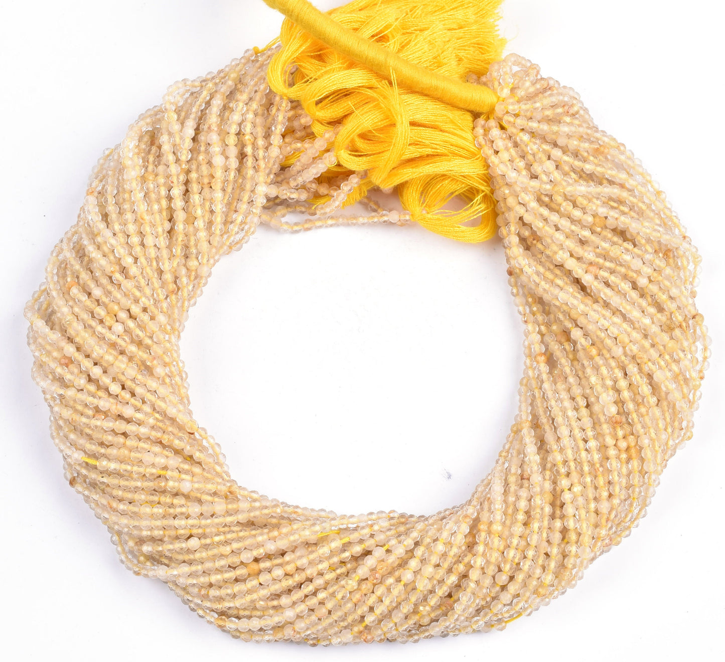 2.5 mm Beautiful Yellow Quartz Micro Cut Rondelle Beads,13"Golden Quartz Machine Cut Faceted Gemstone Beads, Quartz Bead Jewelry Making SALE