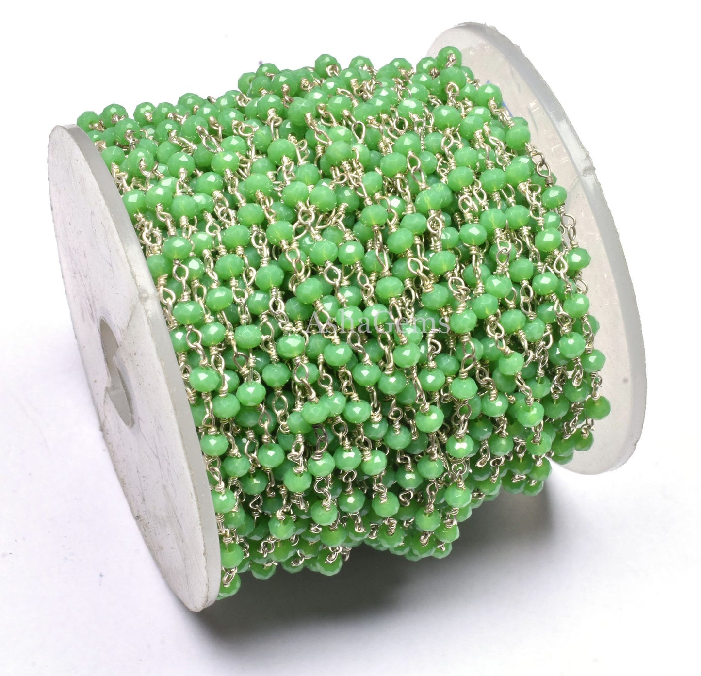 Green Jasper Hydro Faceted Rondelle Jewelry Beads Rosary Chain 1 to 50 Feet Bulk Roll Supply Chain 3-3.5 Green Crystal Rosary Chain CRAFTS