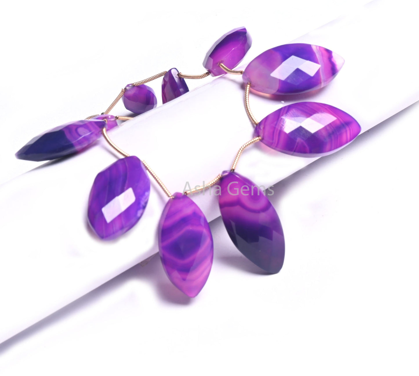 Shaded Purple Blue Chalcedony Marquise Shape Faceted Beads, Fine Chalcedony Fancy Marquise Side Drill Briolette Gemstone Bead Jewelry Making