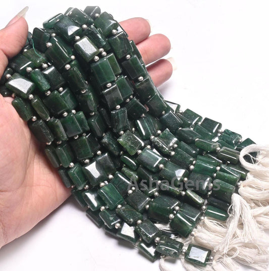Beautiful dark Green Quartz Fancy Chicklet Handmade Beads, Fine Green Quartz Rectangle Shape Straight Drill Gemstone Loose Bead Jewelry SALE