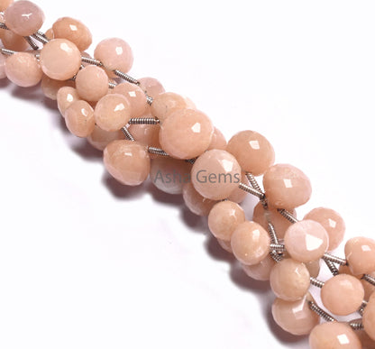 Fine Quality Peach Moonstone Faceted Onion Shape Beads,8"Strand Pink Monnstone Fancy Onion Briolette Side Drill Gemstone Bead Jewelry Crafts (AG 18536)
