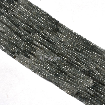 beautiful Shaded Green sapphire Faceted Rondelle Gemstone Beads, Rare Green sapphire Micro Faceted Bead Precious Sapphire Beads For Necklace