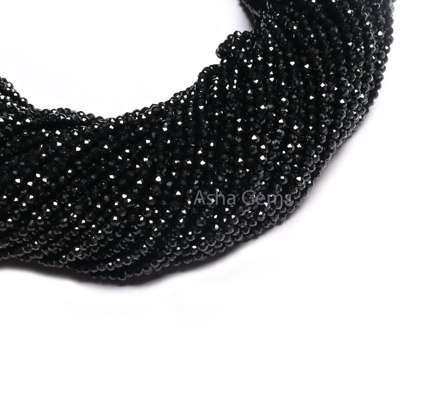 13" Beautiful Natural Black Spinel Micro Cut Rondelle Faceted Gemstone Beads 2 mm AAA Quality Faceted Beads Jewelry Making Spinel Bead Tiny (AG 15172 c)