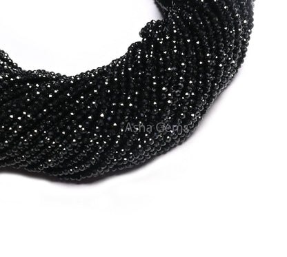 13" Beautiful Natural Black Spinel Micro Cut Rondelle Faceted Gemstone Beads 2 mm AAA Quality Faceted Beads Jewelry Making Spinel Bead Tiny (AG 15172 c)