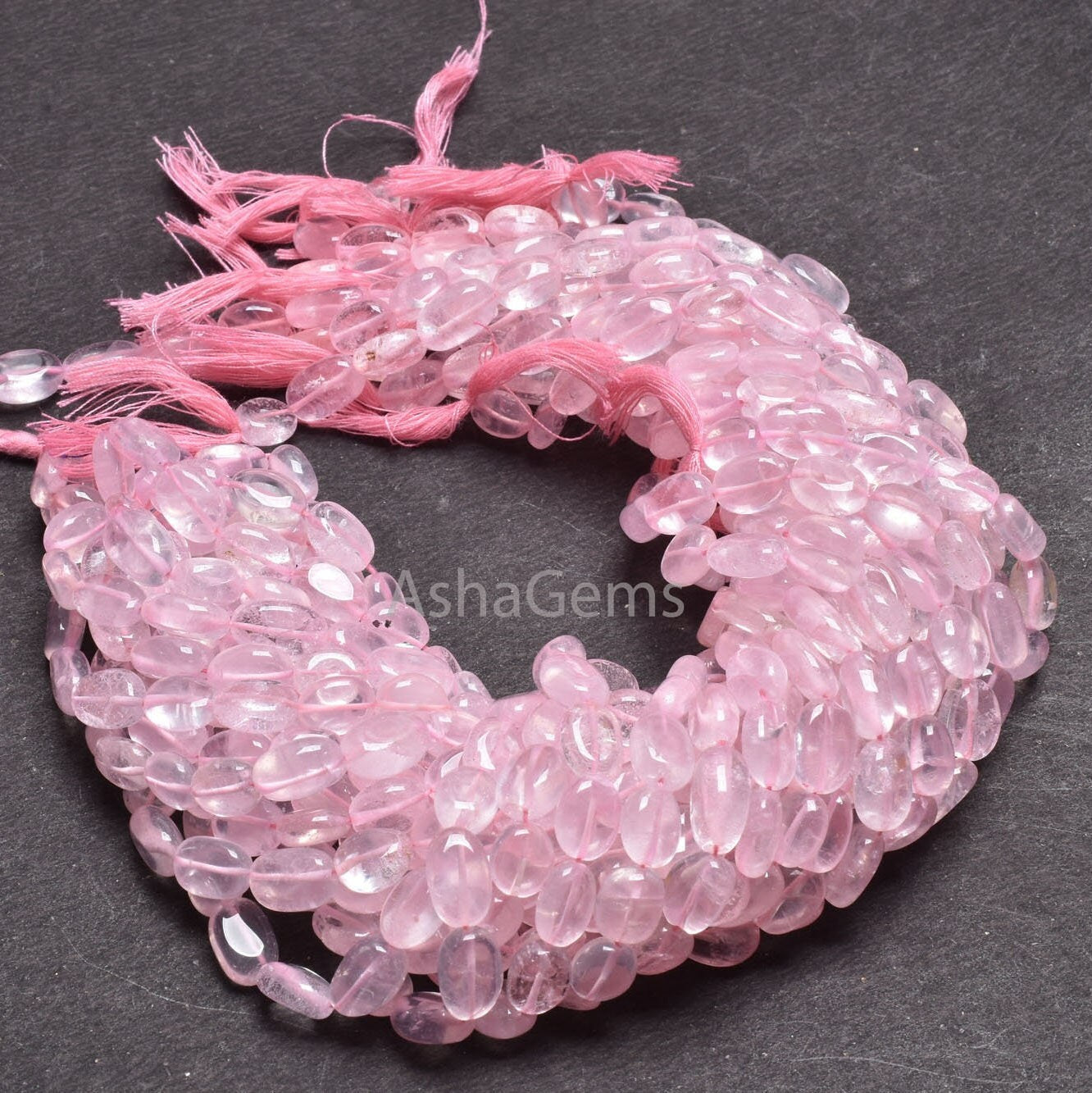 Natural Rose Quartz Smooth Oval Gemstone Beads,12" Strand Pink rose Quartz Plain Handmade Uneven Oval Shape Loose Beads Jewelry Crafts SALE