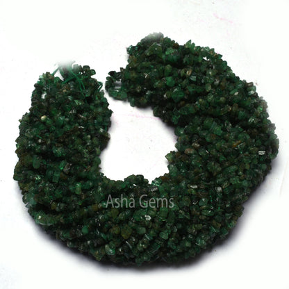 Green Emerald Uncut chip Beads,16" Strand Natural emerald Smooth raw rough Gemstone Uneven Beads small size Emerald Beads Jewelry Necklace