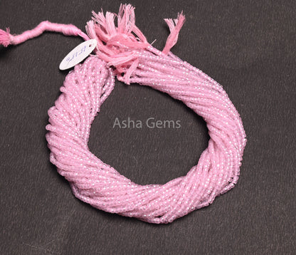 3 mm AAA Quality Pink Zircon Micro Faceted Rondelle Beads, Pink Zircon Machine Cut Beads,12.5" Fine Zircon Machine Cut Beads Jewelry Makings