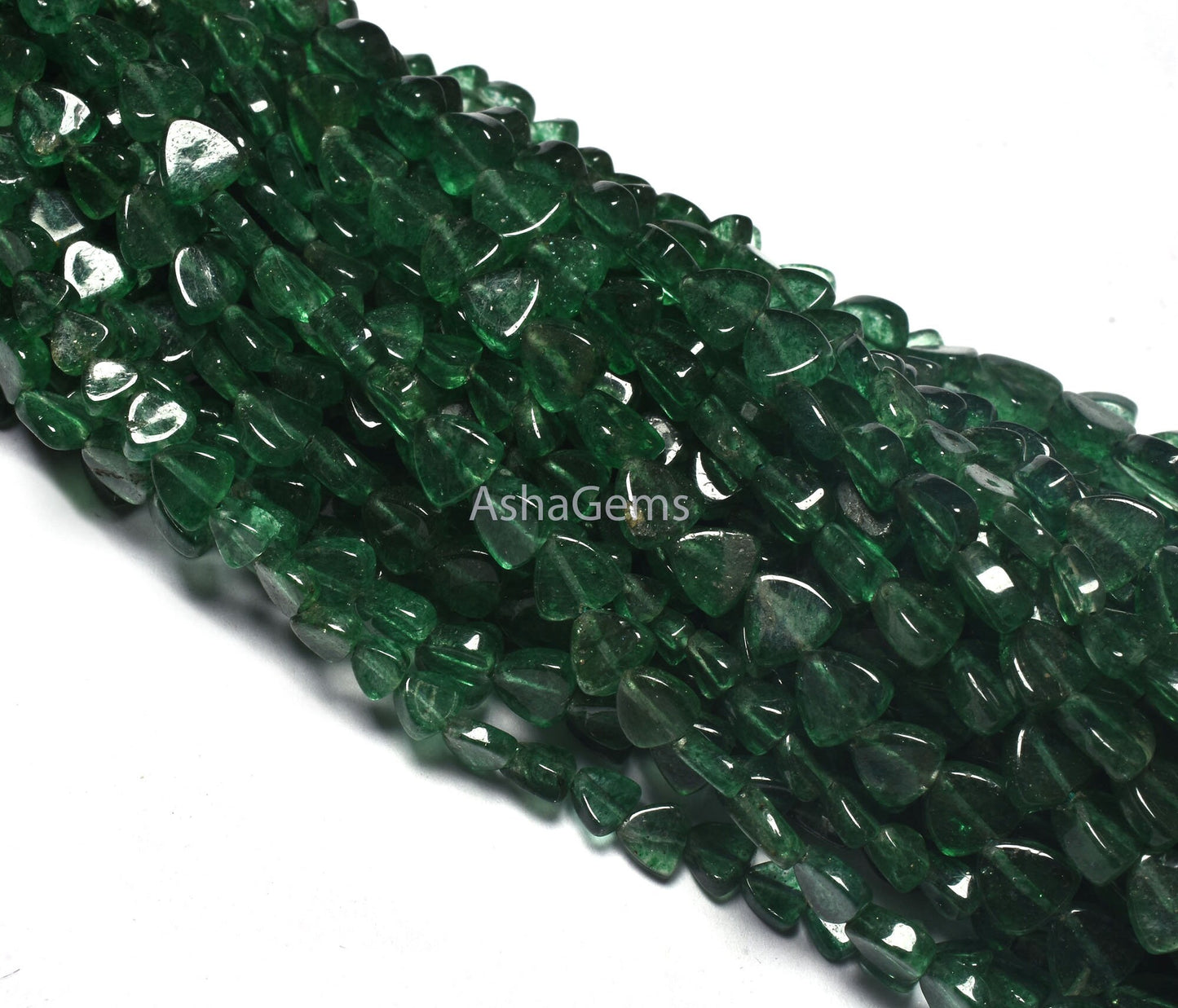 Beautiful Green Mica Smooth Handmade Heart Shape Beads,13" Natural Mica Margaj Plain Straight Drill Heart beads, Gemstone Fancy bead Jewelry