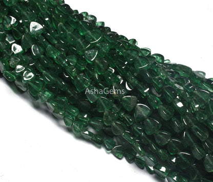 Beautiful Green Mica Smooth Handmade Heart Shape Beads,13" Natural Mica Margaj Plain Straight Drill Heart beads, Gemstone Fancy bead Jewelry