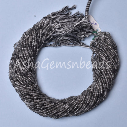 AAA Quality Black Rutile Faceted Micro Cut Beads,2.5mm Natural Rutilite Machine Cut Rondelle Gemstone Beads,13" Rutile Bead Necklace Jewelry