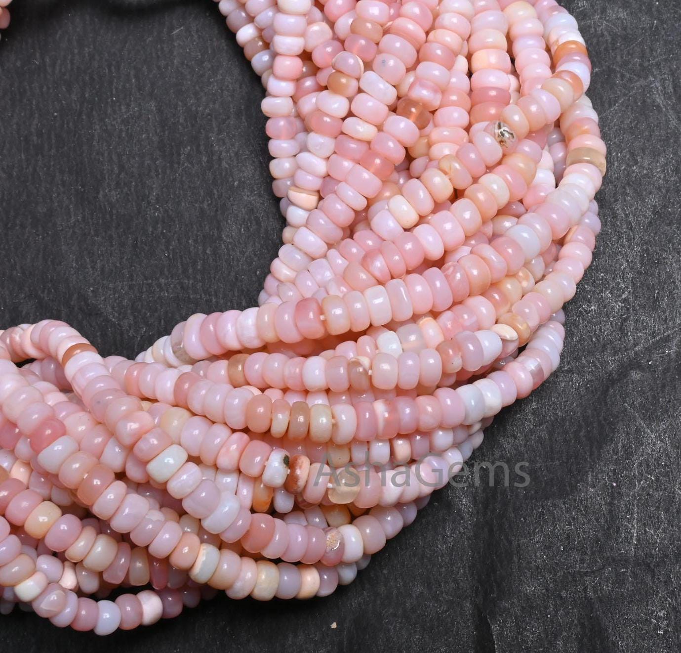Beautiful Pink Opal Smooth Flat Rondelle Beads, Fine Pink Opal Beads Gemstone Opal Plain Handmade Uneven Rondelle Beads Jewelry Making SALE (AG 12326)