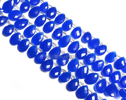 Beautiful Royal Blue Quartz Hydro faceted Pears Side Drill Beads,8" AAA Blue Hydro Faceted Teardrop Briolette Bead Jewelry Making Craft SALE