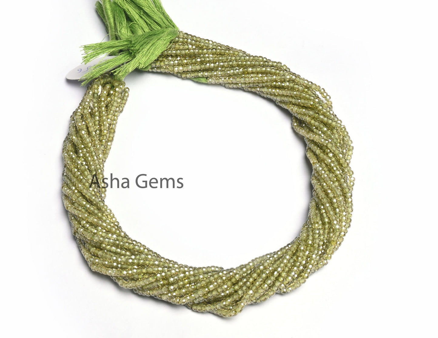 15" Strand Beautiful Green Zircon Micro Cut Rondelle Faceted Gemstone Beads 3 mm, AAA Quality Peridot Green Color Cubic Zircon Beads Jewelry