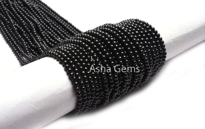 AAA Black Spinal Smooth Round Ball Beads,13" Strand Natural spinel Plain Round Shape Gemstone Beads, Black Spinel Beads Jewelry Makings SALE