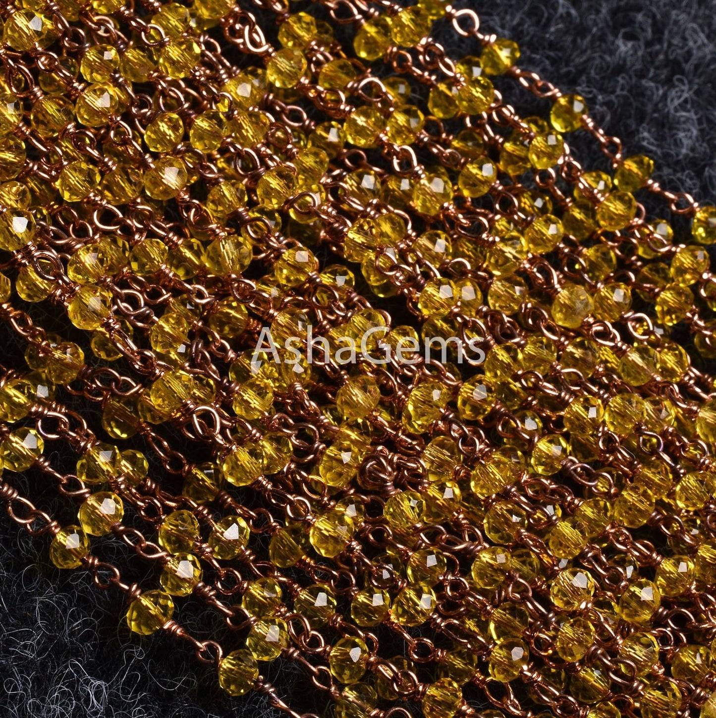 AAA Lemon Quartz Hydro Faceted Beads Rosary Chain Silver Gold Black, Copper Plated Chain handmade Beaded Rondelle Rosary Chains Jewelry SALE