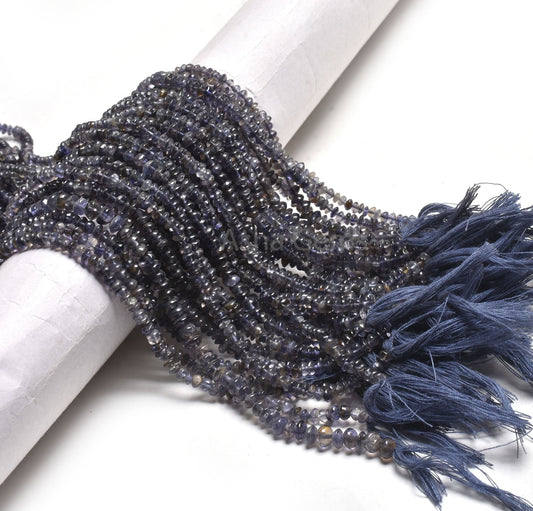 Beautiful Blue Iolite Smooth Button Shape Beads,13" Strand Natural Iolite Handmade Button Gemstone Center Drill Iolite Beads Jewelry Makings