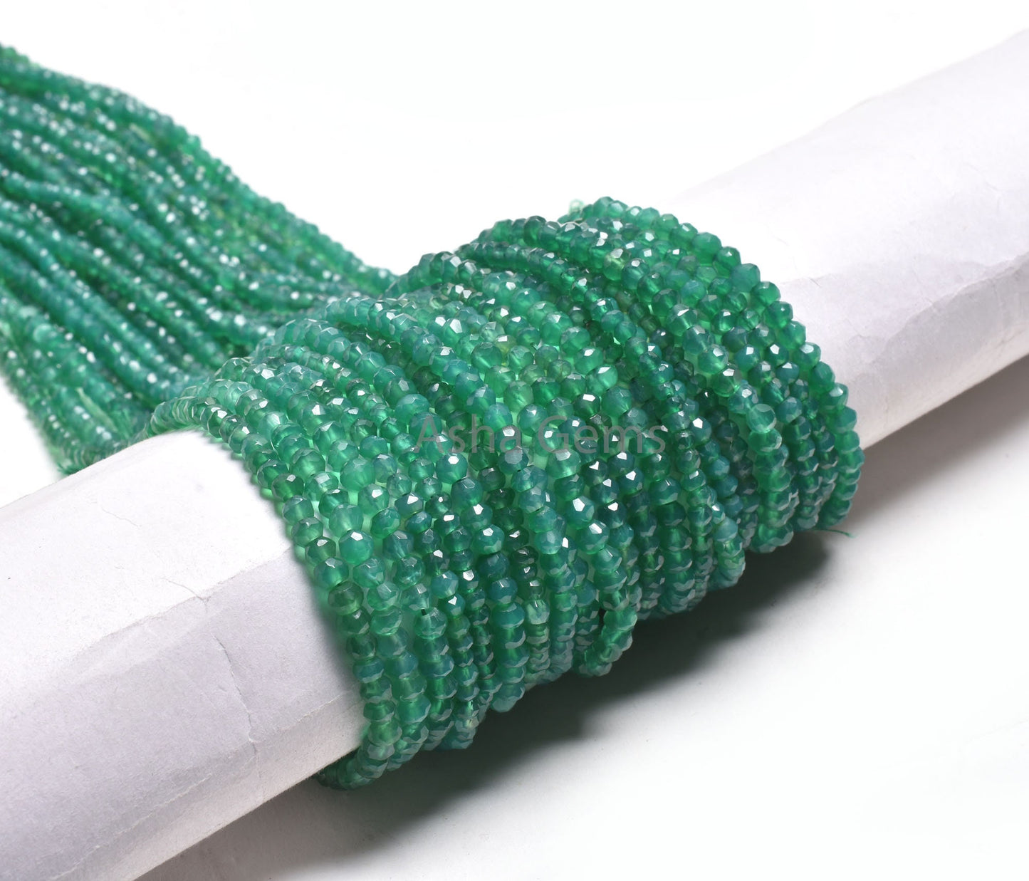 AAA Green Onyx Indian Machine Cut Gemstone Loose Beads,13"Strand Green Onyx Faceted Rondelle Shape Beads, Green Onyx Bead Jewelry Craft SALE