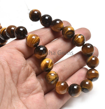 15" Strand AAA Quality Tiger Eye Smooth Round Ball Gemstone Beads,8,10,12 mm Tiger Eye Plain Round,.8 mm Drill Hole Gemstone Loose Bead SALE
