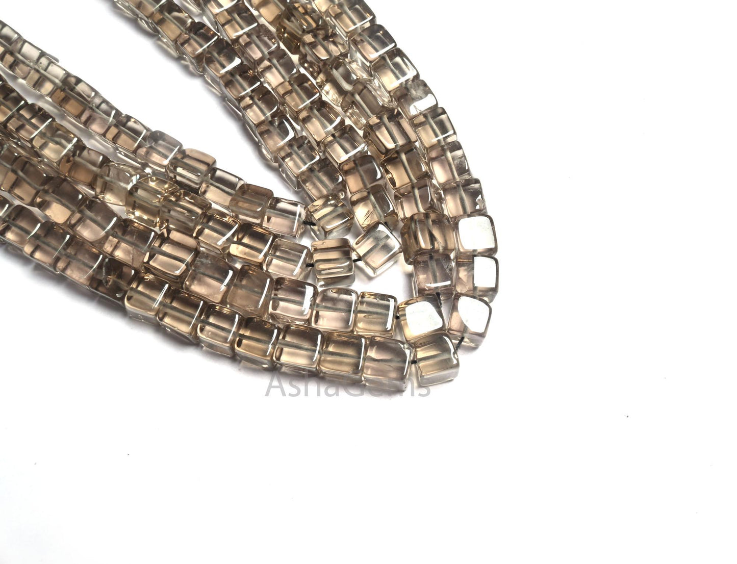 Fine Quality Smoky Quartz Smooth 3D Cube Box Shape Beads, Natural Light Grey Smoky Handmade Cube Box Gemstone Bead Jewelry Making Craft SALE