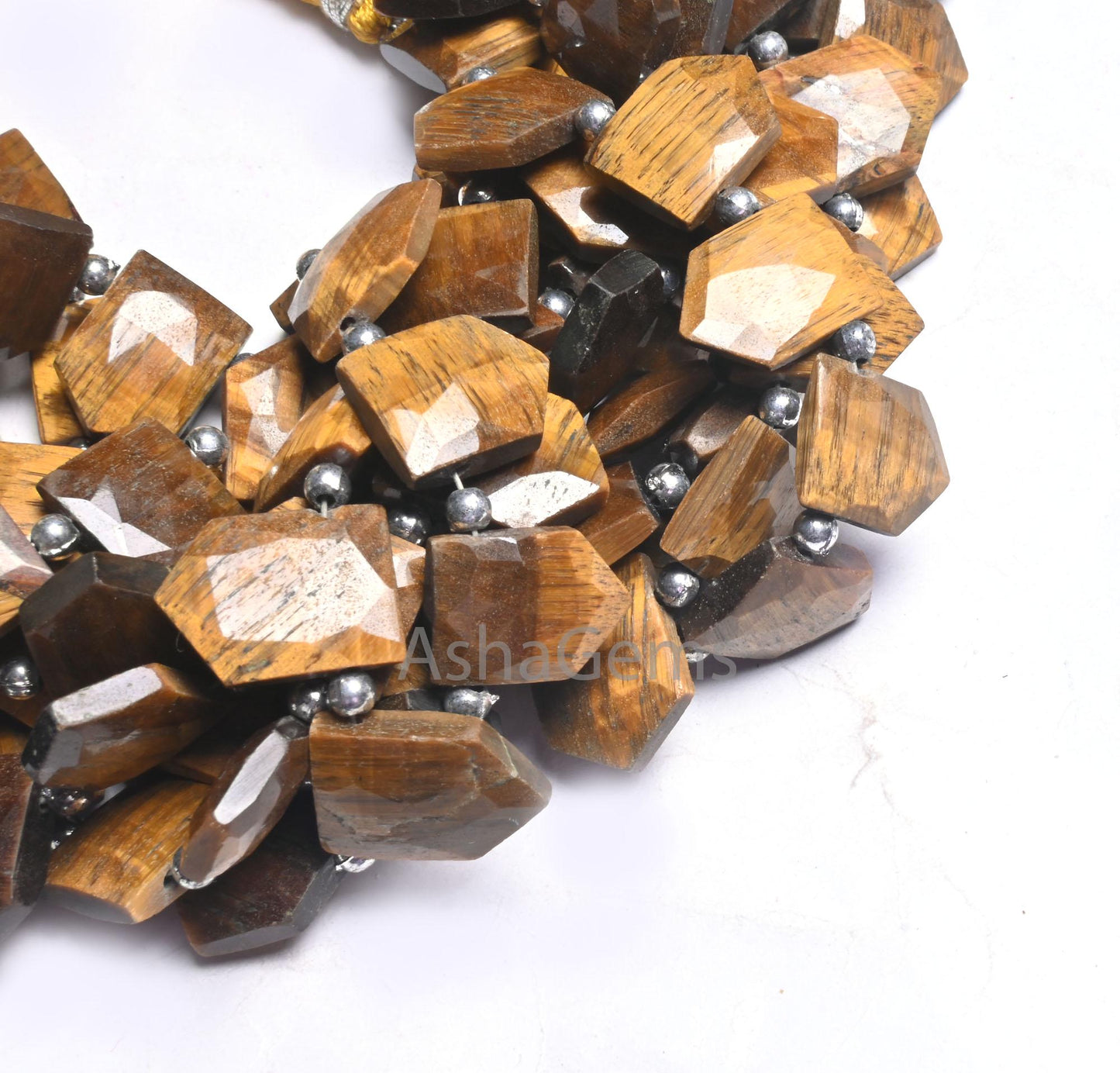 Beautiful Tiger Eye Fancy Gate Shape Gemstone Beads,8" Natural Tiger Eye faceted Briolette Side Drill  Tiger Eye Beads Jewelry Crafts SALE (AG 18677 )