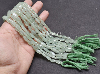 Green aventurine Fancy Long Oval Shape Faceted gemstone beads,13" strand Natural aventurine Indian Cut Handmade Oval Briolette bead Necklace
