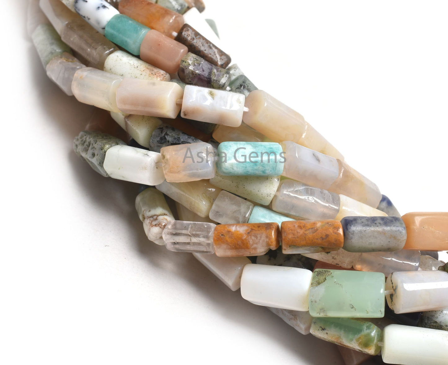 Multi Color Stone Pipe Shape Straight Drill Beads,9" Mix Gemstone Disco Fancy Tube Beads,6-12mm Gemstone Uneven Pipe Bead Jewelry Craft SALE