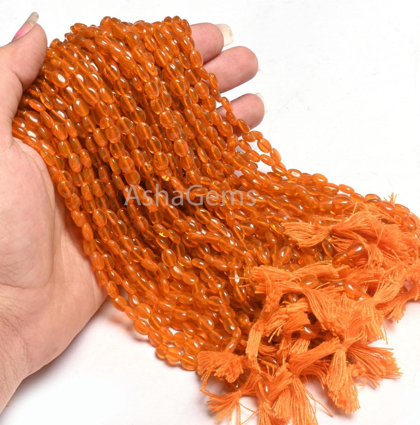 Beautiful Fanta Orange Color Hydro Smooth Oval Shape Beads, 5.5-7 mm Pine Orange Quartz Hydro Plain Handmade Oval Loose Beads Jewelry Crafts