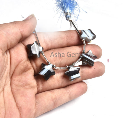 15 mm Blue Boulder Opal Fancy Star Shape Carving Beads, Boulder Opal Smooth Handmade Carved Star Side Drill Gemstone Opal Bead Jewelry Craft