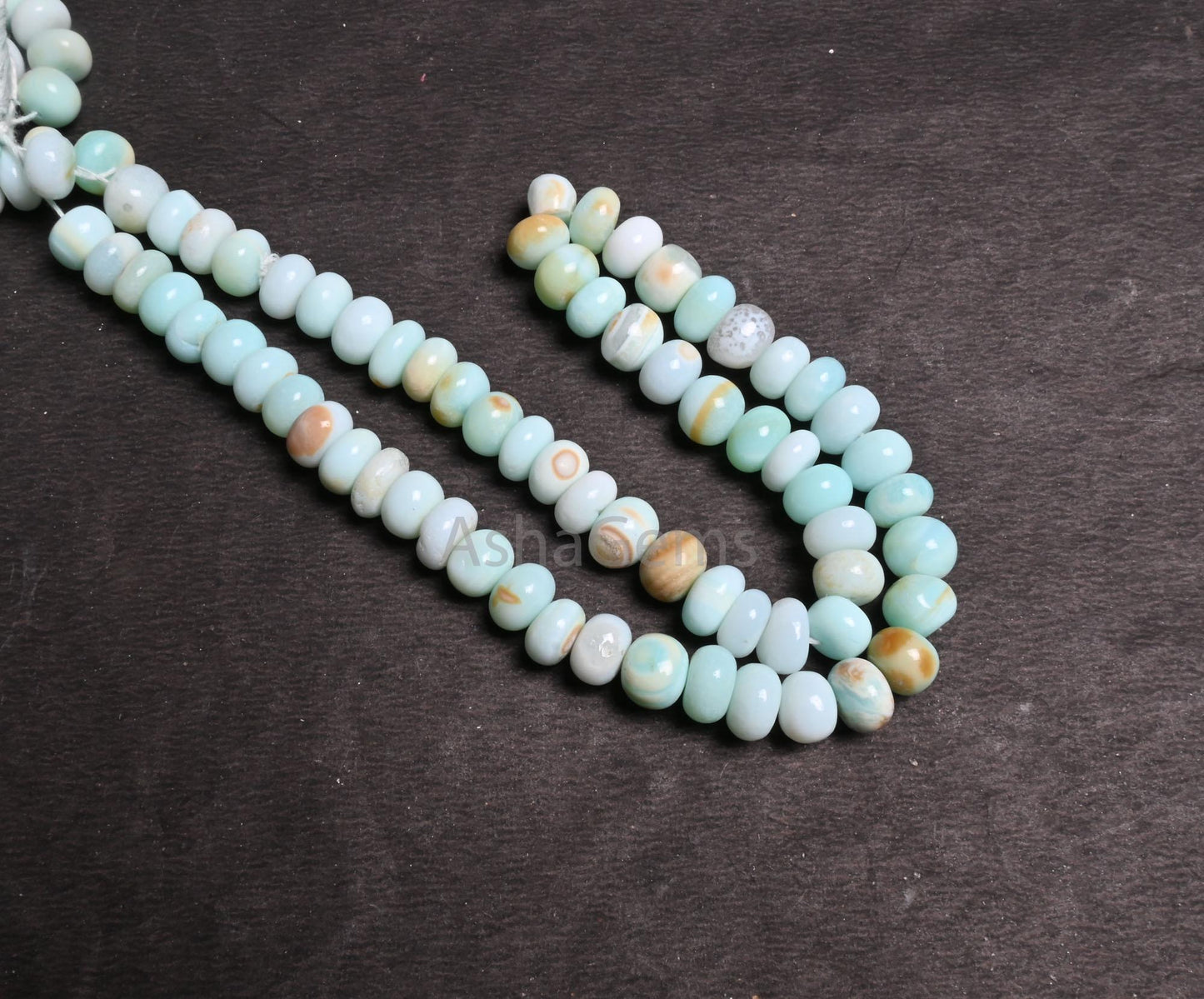Beautiful Shaded Peru Blue opal Smooth Gemstone Loose Beads, Shaded Sky Blue Opal Plain Handmade Uneven Rondelle Opal Beads Jewelry Necklace