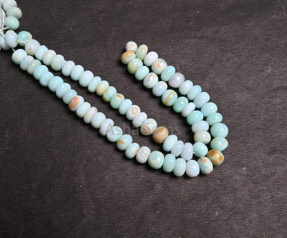 Beautiful Shaded Peru Blue opal Smooth Gemstone Loose Beads, Shaded Sky Blue Opal Plain Handmade Uneven Rondelle Opal Beads Jewelry Necklace