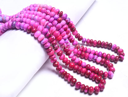 Beautiful Hot Pink Lavender Opal Smooth Rondelle Gemstone Beads, AAA Shaded Pink Opal Plain Handmade Beads, Opal Beads Necklace Jewelry SALE