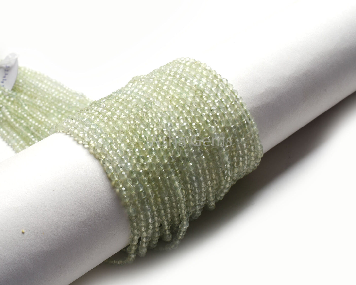 3 mm Top Quality Prehnite Machine Cut Gemstone Beads,13" Strand Natural Green Prehnite Micro Cut Faceted Rondelle Bead Prehnite Bead Jewelry