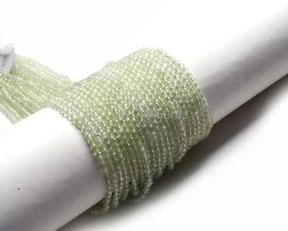3 mm Top Quality Prehnite Machine Cut Gemstone Beads,13" Strand Natural Green Prehnite Micro Cut Faceted Rondelle Bead Prehnite Bead Jewelry