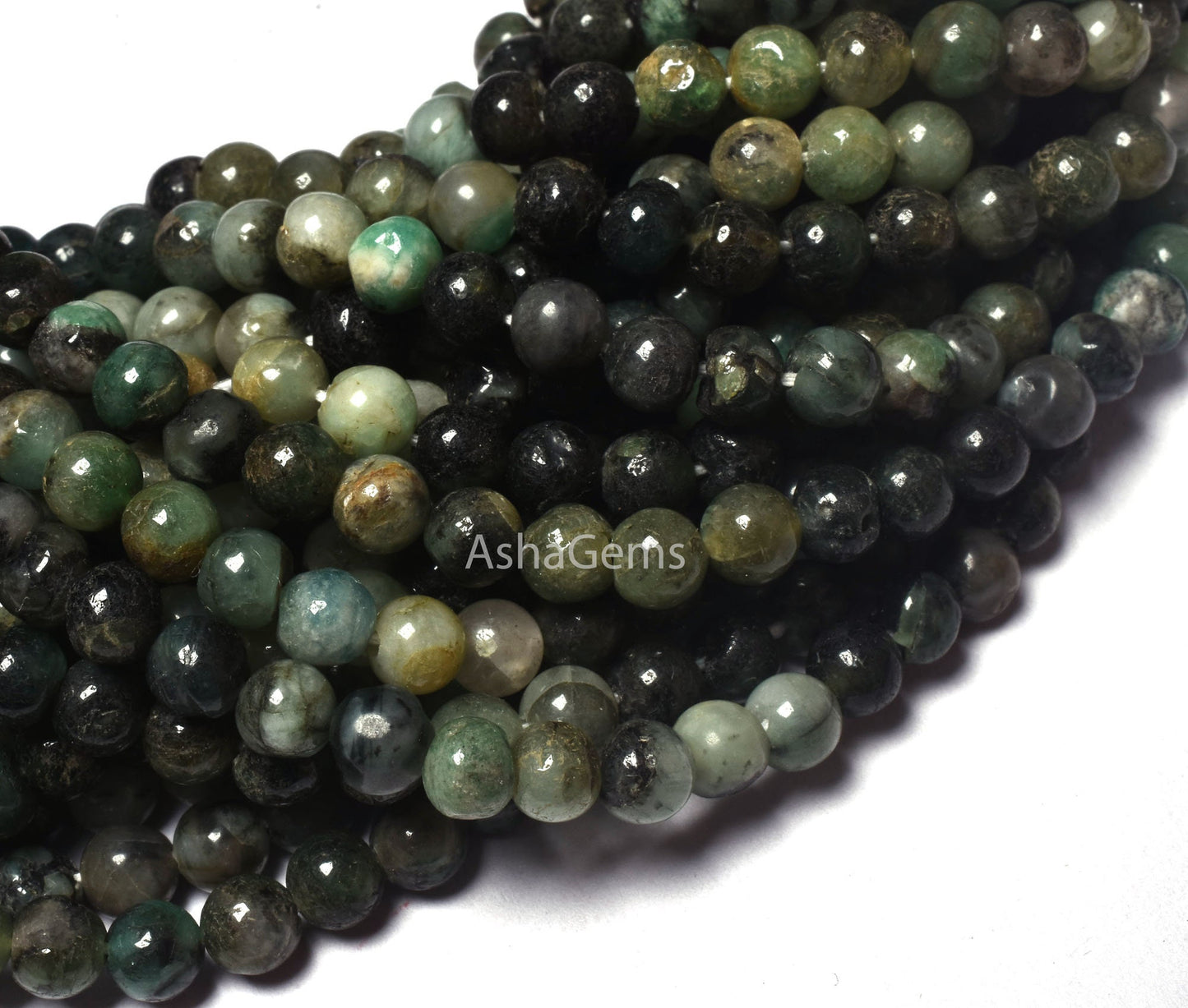 Natural Green Emerald Smooth Shadded Round Shape Beads,4-5mm Emerald Plain Round Loose Beads,13" Full Strand Emerald Smooth Beads,Craft SALE