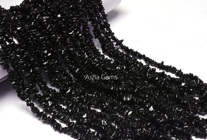 34"Strand Natural Black Spinel Uncut Chips Beads Gemstone Black Spinal Raw Rough Nugget Beads, Spinel Beads Uneven Uncut Chip Jewelry Crafts