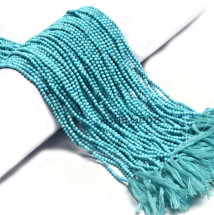 AAA Quality Blue Turquoise Micro Cut Rondelle Gemstone Loose Beads,2.5 mm Turquoise Howlite Machine Cut Faceted Beads Jewelry Making Crafts