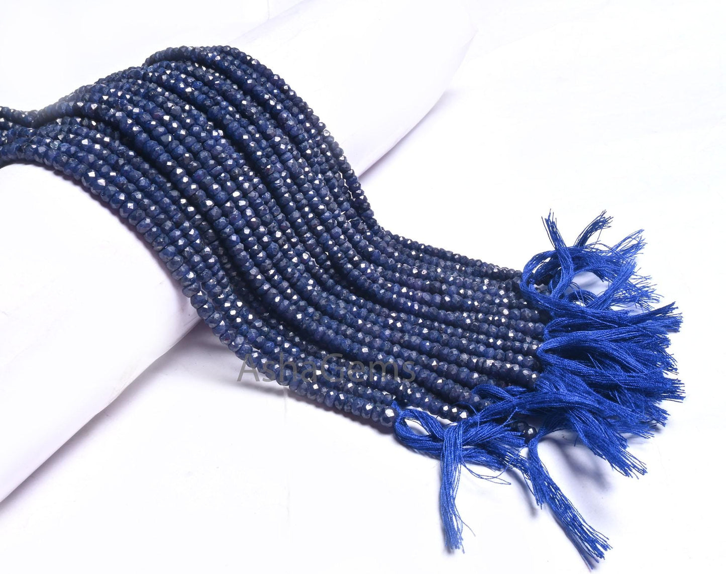 Beautiful Blue Sapphire Faceted Rondelle Shape Beads, Fine Blue Corundum Indian cut Gemstone Beads, sapphire beads necklace making Jewelry