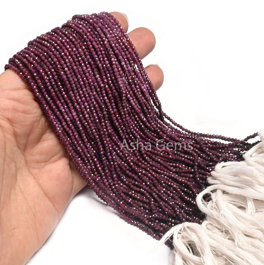 Genuine Red Ruby Micro Cut Faceted Rondelle Shape Tiny Beads,2 mm Shaded Red Ruby machine Cut Gemstone Beads,Fine Ruby Beads Jewelry Crafts