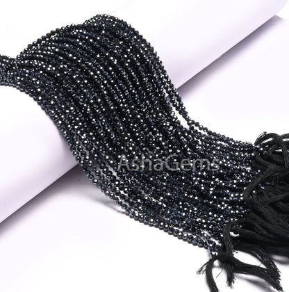 AAA Natural Spinel Silver Coated machine Cut Faceted Rondelle Gemstone Beads,3 mm Coated Black Spinel Micro Cut Bead Jewelry making Crafts