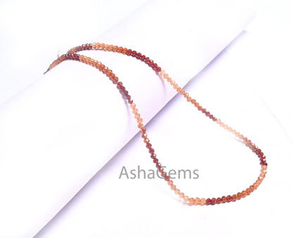 17" Strand natural hessonite Faceted rondelle Shape Gemstone Beads, 3 mm AAA Shaded Brown Hessonite Micro Machine Cut Beads Necklace Jewelry