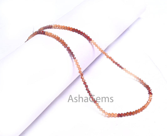 17" Strand natural hessonite Faceted rondelle Shape Gemstone Beads, 3 mm AAA Shaded Brown Hessonite Micro Machine Cut Beads Necklace Jewelry