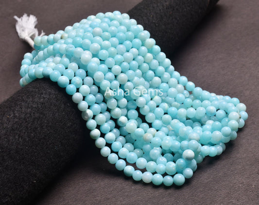 7-8 mm AAA Sky Blue Opal Smooth Round Ball Beads, Peru Opal Plain Round Shape Gemstone Beads, Blue Opal Beads Jewelry Necklace Making SALE