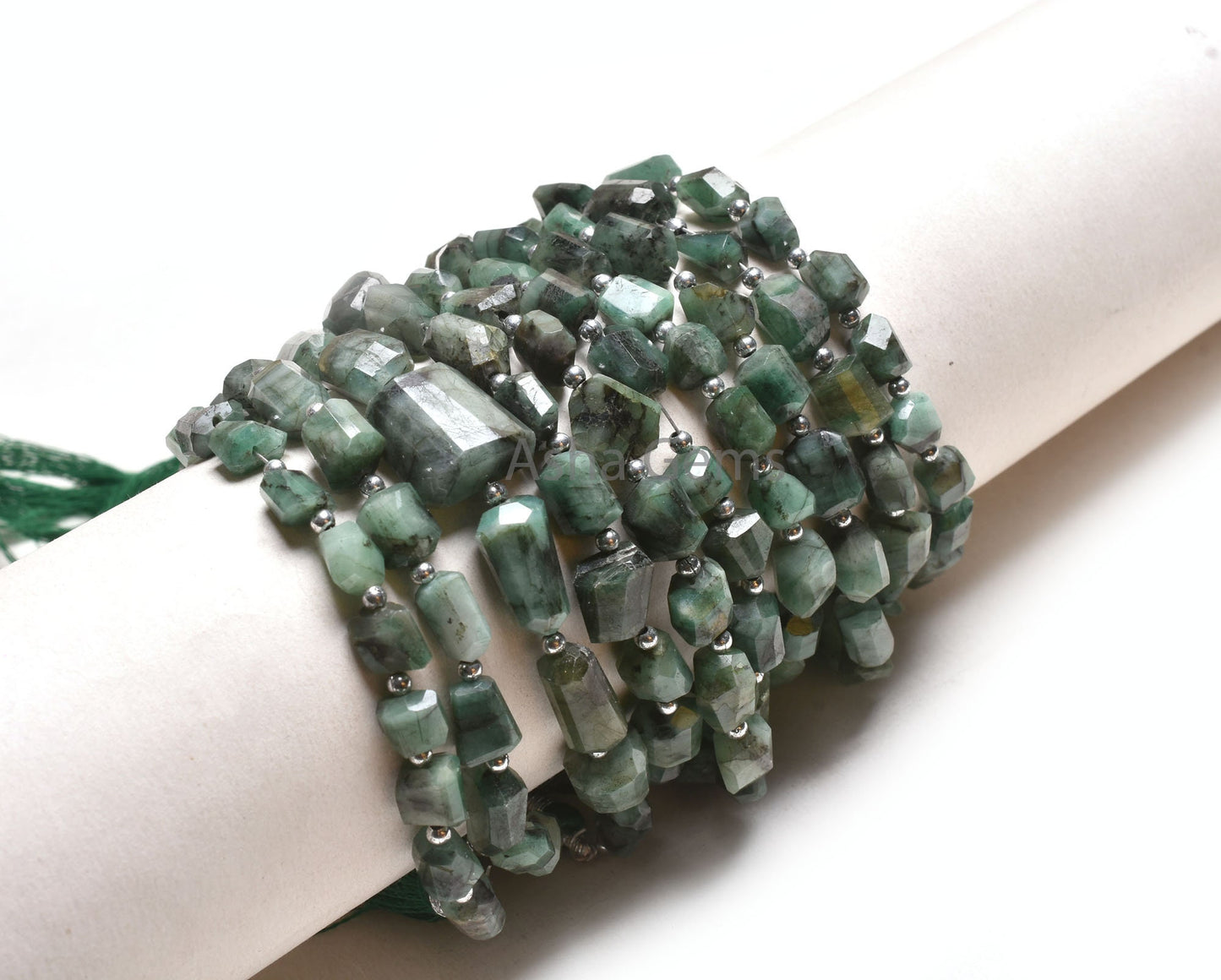 Real Emerald Faceted Nugget Shape Gemstone Beads, Natural Sakota Emerald Indian Cut Tumble Uneven Beads, Green Emerald Beads Jewelry Crafts