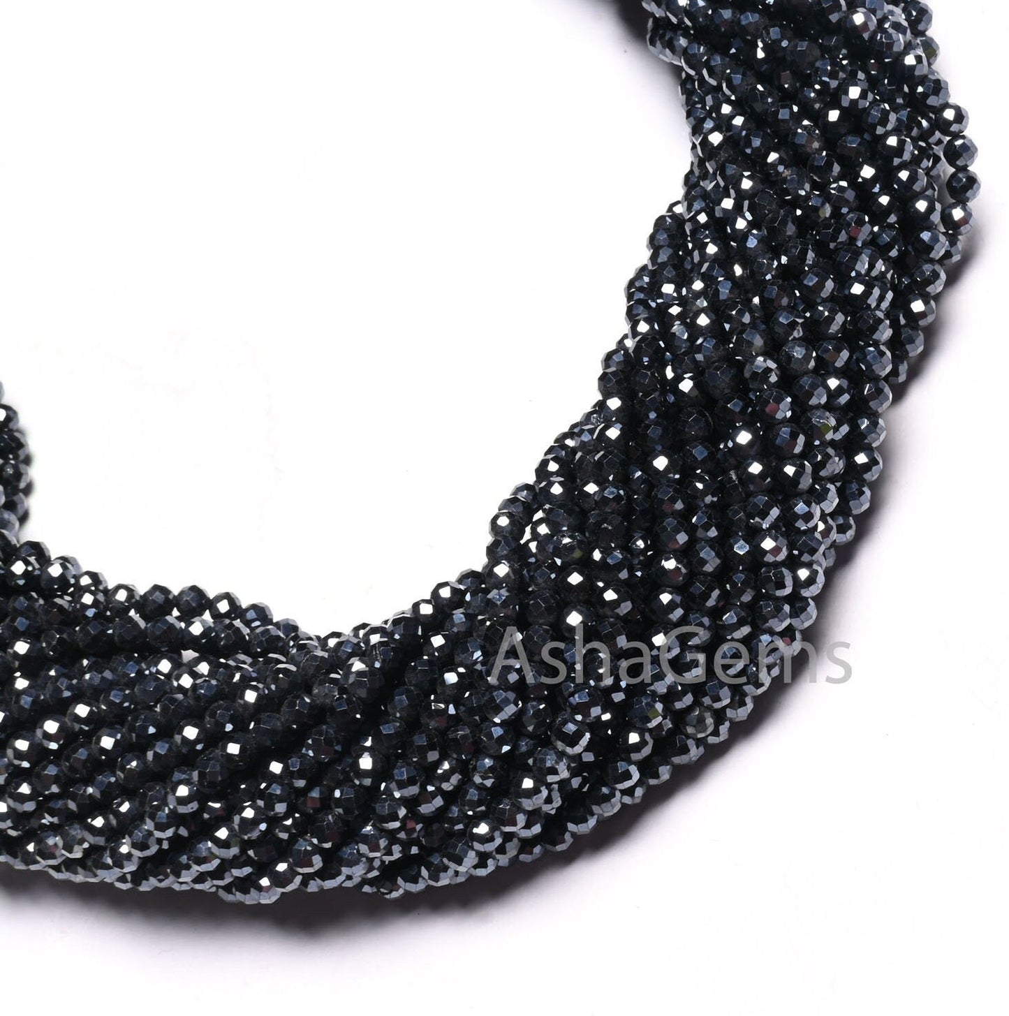 AAA Natural Spinel Silver Coated machine Cut Faceted Rondelle Gemstone Beads,3 mm Coated Black Spinel Micro Cut Bead Jewelry making Crafts