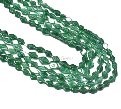 Natural Green Mica Rhombus Shape Beads,13" Strand Mica Margaj Beads, Green Mica Handmade Fancy Shape Gemstone Beads For Jewelry Making Craft