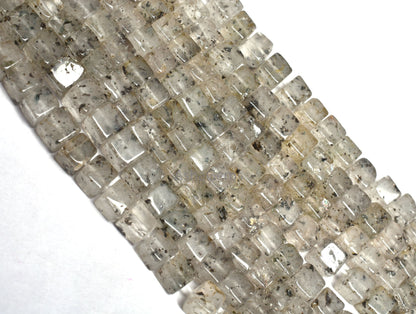 Beautiful Black Dot Quartz Smooth 3D Cube Box Beads,8,16" Strand Natural Dot Quartz Plain Handmade Cube Beads For Jewelry Makings Craft SALE